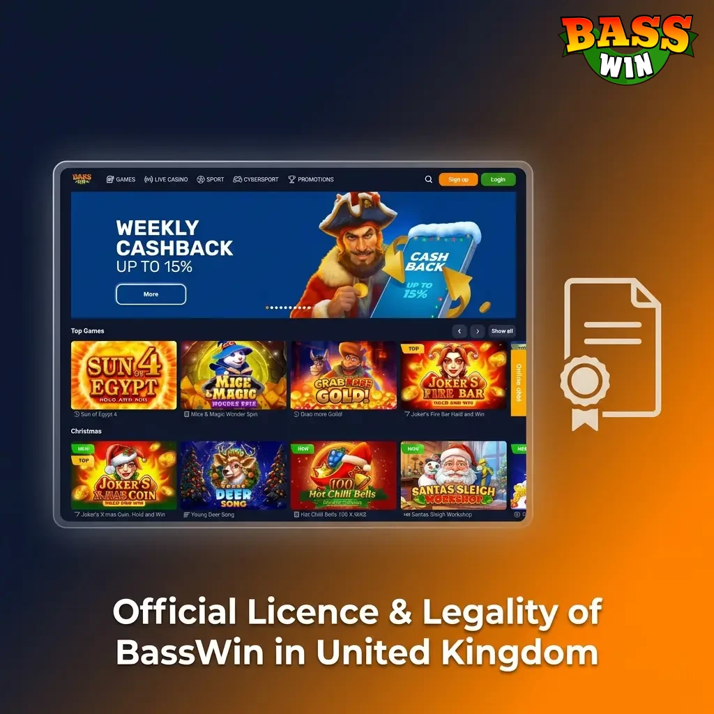 BassWin online casino Curaçao eGaming licence document with UK legal compliance and responsible gaming tools